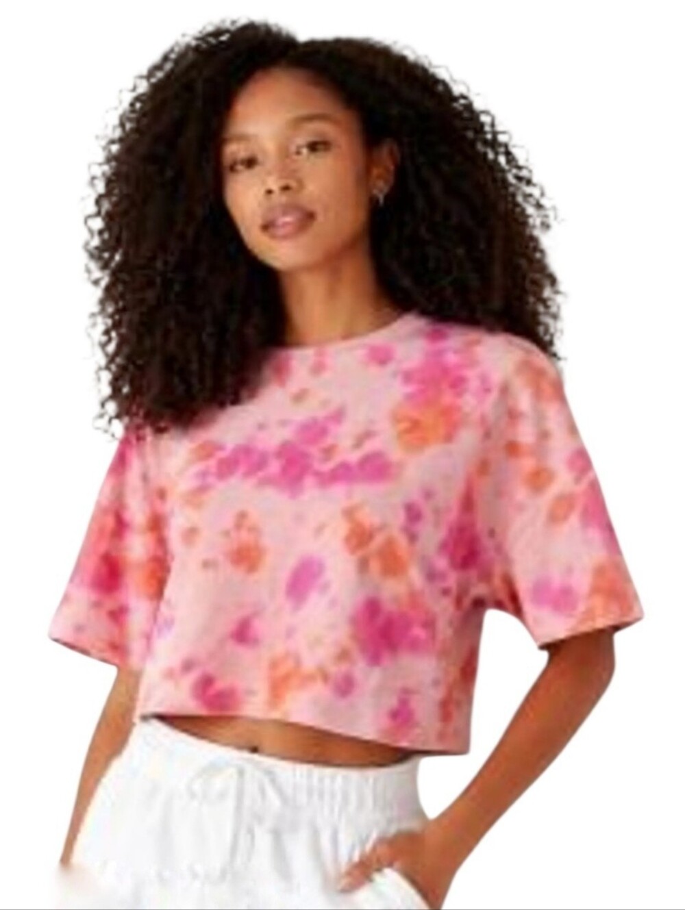 Women's Victoria's Secret Tie Dye Cropped Short Slerve Sweatshirt Sz Sm /Med